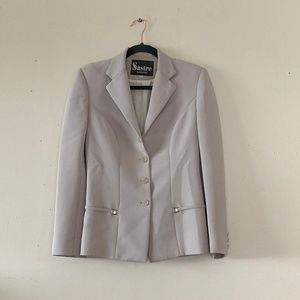 Tan Blazer with Silver Pocket and Back Detail